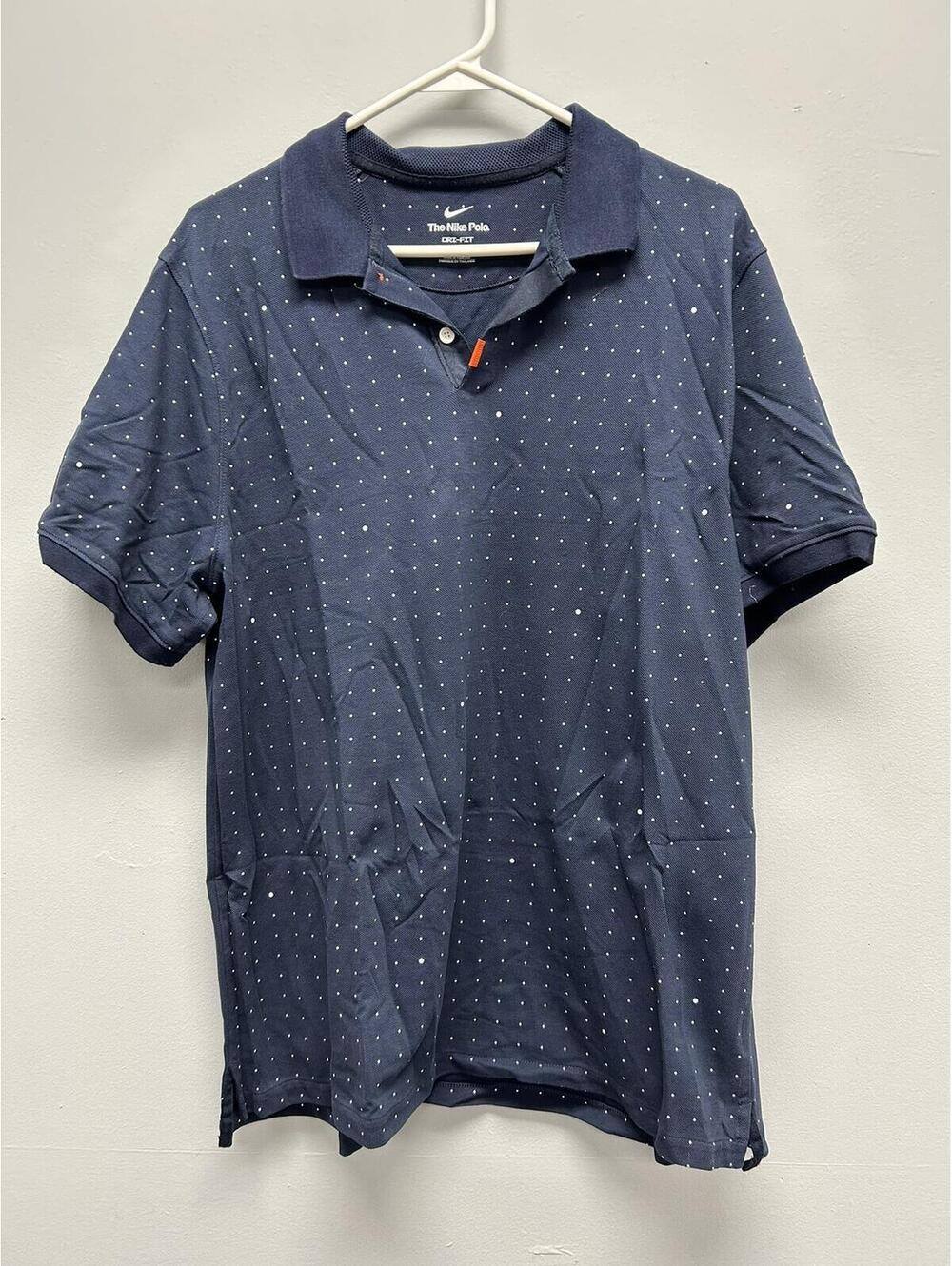 Nike Navy Blue Dri-FIT Polo Shirt with Dotted Pattern